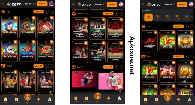 Ze77 Casino onine popular games